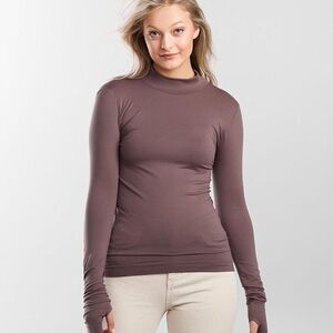 Free People Rocky Seamless Turtleneck Frosted Fig